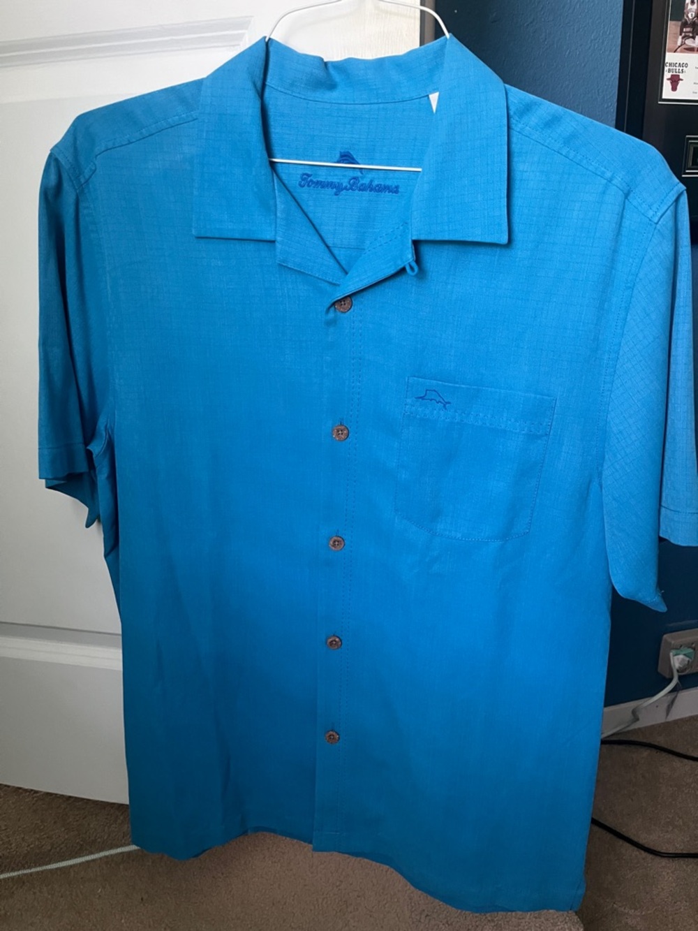 Tommy Bahama Men’s Short-Sleeve Button-Down Shirt - Bright Blue